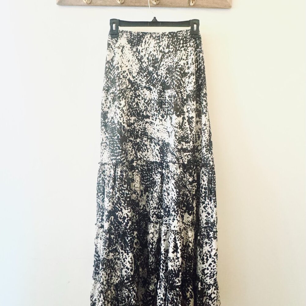 Abstract Print Strapless Dress Maxi Skirt